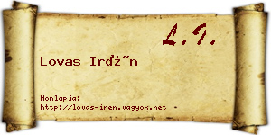 Lovas Irén névjegykártya